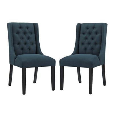 Modway Baronet Modern Tufted Upholstered Fabric Parsons Two Kitchen and Dining Room Chairs in Azure