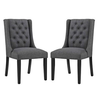 Modway Baronet Modern Tufted Upholstered Fabric Parsons Two Kitchen and Dining Room Chairs in Gray