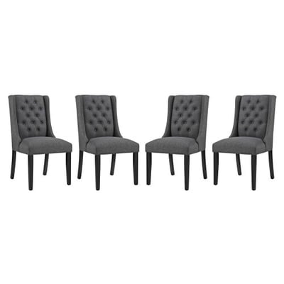 Modway Baronet Modern Tufted Upholstered Fabric Parsons Four Kitchen and Dining Room Chairs in Gray