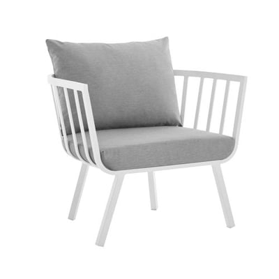 Modway Riverside Patio Aluminum Armchair in White Gray Outdoor Furniture