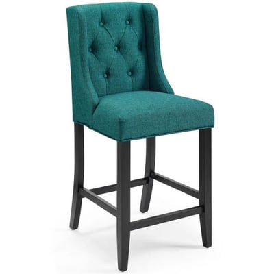 Baronet Tufted Button Upholstered Fabric Counter Stool, Teal