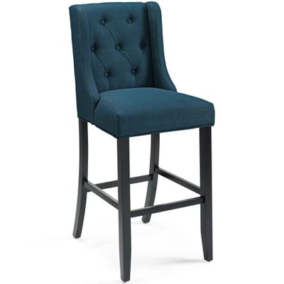 Baronet Tufted Button Upholstered Fabric Bar Stool, Azure