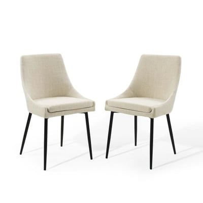 Viscount Upholstered Fabric Dining Chairs - Set of 2, Black Beige