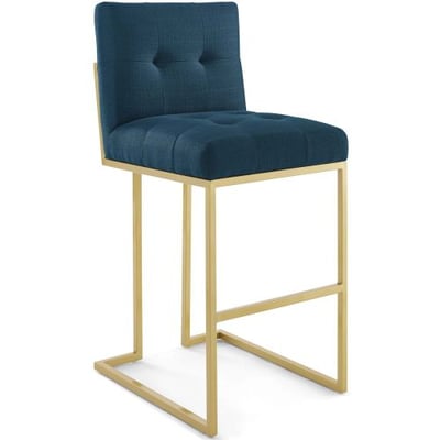 Privy Gold Stainless Steel Upholstered Fabric Bar Stool, Gold Azure