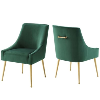 Modway Discern Upholstered Performance Velvet Dining Chair Set of 2, Green