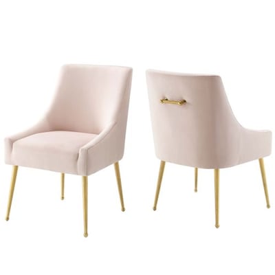 Modway Discern Upholstered Performance Velvet Dining Chair Set of 2, Pink