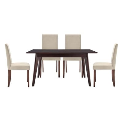 Prosper 5 Piece Upholstered Fabric Dining Set, Cappuccino Beige