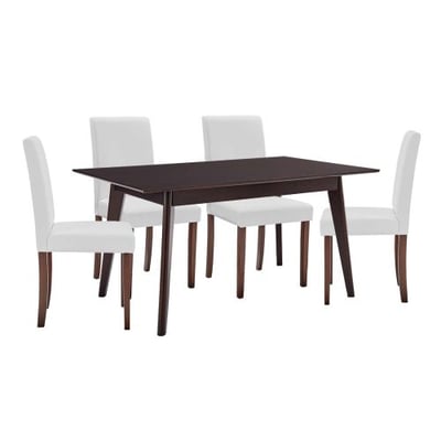 Prosper 5 Piece Faux Leather Dining Set, Cappuccino White