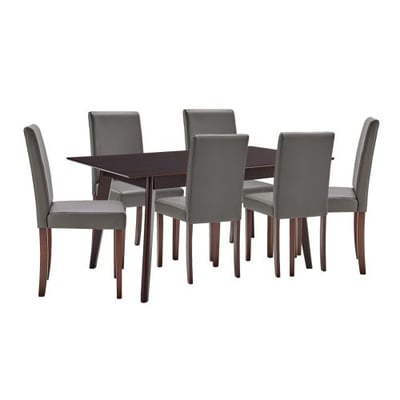 Prosper 7 Piece Faux Leather Dining Set, Cappuccino Gray