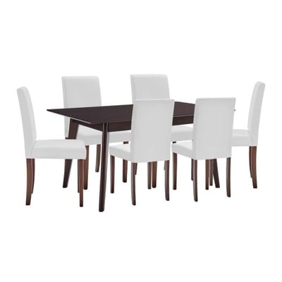 Prosper 7 Piece Faux Leather Dining Set, Cappuccino White