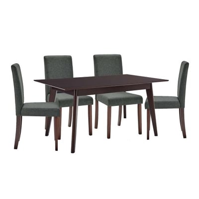 Prosper 5 Piece Upholstered Fabric Dining Set, Cappuccino Gray
