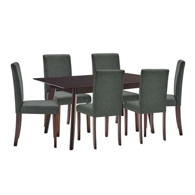 Prosper 7 Piece Upholstered Fabric Dining Set, Cappuccino Gray