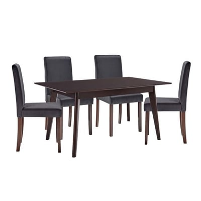 Prosper 5 Piece Upholstered Velvet Dining Set, Cappuccino Gray, Overall Dining Table Dimensions: 35.5