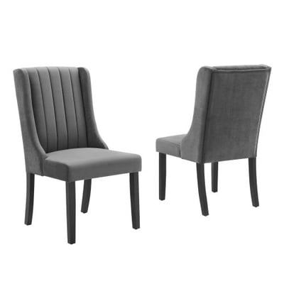 Modway Renew Performance Velvet Parsons Dining Chairs in Gray-Set of 2