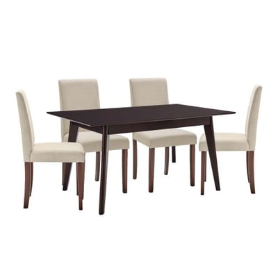 Prosper 5 Piece Upholstered Fabric Dining Set, Cappuccino Beige, Overall Dining Table Dimensions: 33.5