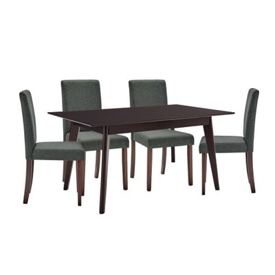 Prosper 5 Piece Upholstered Fabric Dining Set, Cappuccino Gray, Overall Dining Table Dimensions: 33.5