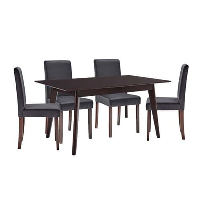 Prosper 5 Piece Upholstered Velvet Dining Set, Cappuccino Gray, Overall Dining Table Dimensions: 33.5