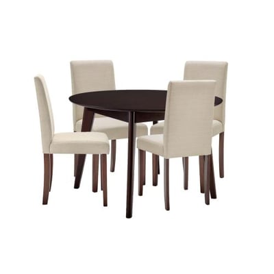 Prosper 5 Piece Upholstered Fabric Dining Set, Cappuccino Beige, Overall Dining Table Dimensions: 45