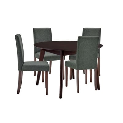 Prosper 5 Piece Upholstered Fabric Dining Set, Cappuccino Gray, Overall Dining Table Dimensions: 45