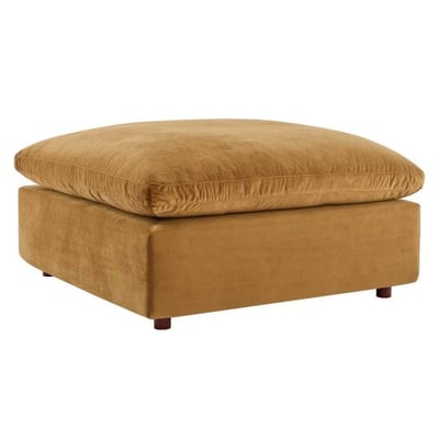 Modway Commix Down-Filled Overstuffed Performance Velvet Sectional Sofa Ottoman in Cognac