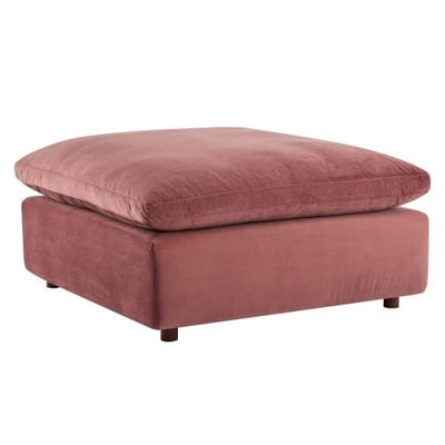 Modway Commix Down-Filled Overstuffed Performance Velvet Sectional Sofa Ottoman in Dusty Rose