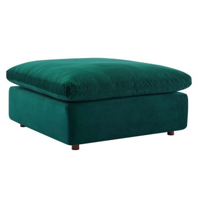 Modway Commix Down-Filled Overstuffed Performance Velvet Sectional Sofa Ottoman in Green