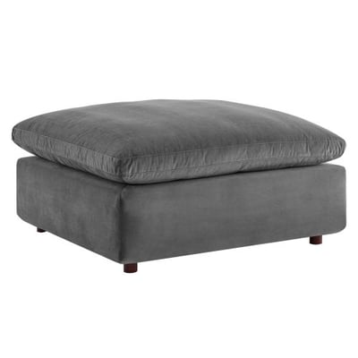 Modway Commix Down-Filled Overstuffed Performance Velvet Sectional Sofa Ottoman in Gray