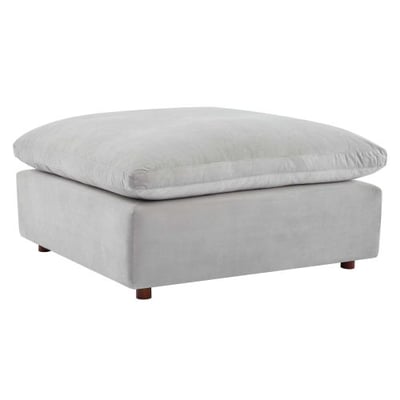 Modway Commix Down-Filled Overstuffed Performance Velvet Sectional Sofa Ottoman in Light Gray