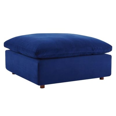 Modway Commix Down-Filled Overstuffed Performance Velvet Sectional Sofa Ottoman in Navy