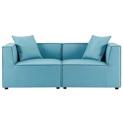 Modway EEI-4377-TUR Saybrook Patio Upholstered 2-Piece Sectional Sofa Loveseat in Turquoise