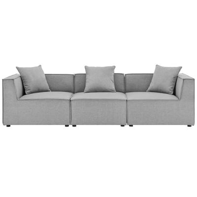 Modway EEI-4379-GRY Saybrook Patio Upholstered 3-Piece Sectional Sofa in Gray