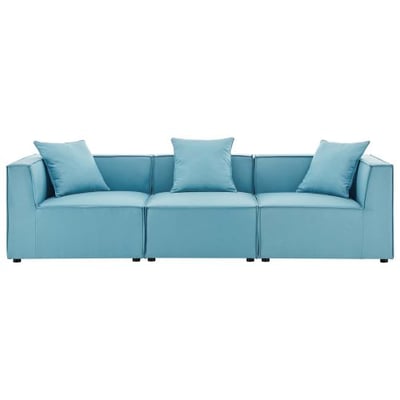 Modway EEI-4379-TUR Saybrook Patio Upholstered 3-Piece Sectional Sofa in Turquoise