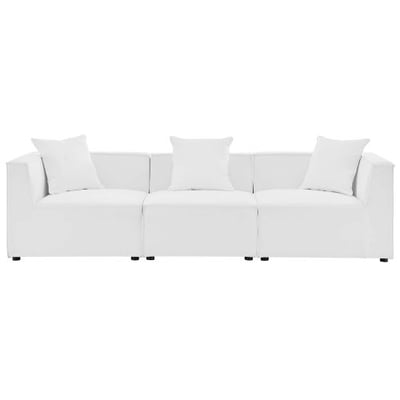 Modway EEI-4379-WHI Saybrook Patio Upholstered 3-Piece Sectional Sofa in White