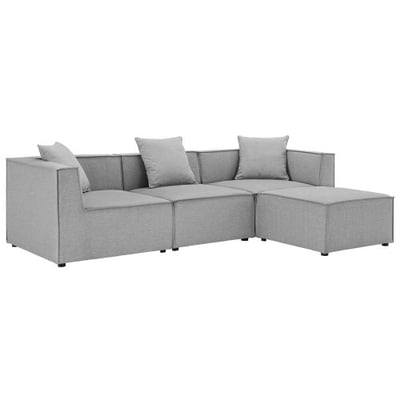 Modway EEI-4380-GRY Saybrook Patio Upholstered 4-Piece Sectional Sofa in Gray