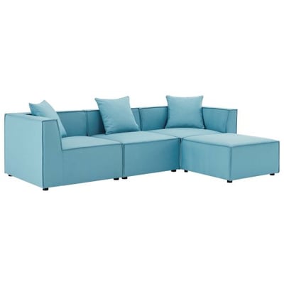 Modway EEI-4380-TUR Saybrook Patio Upholstered 4-Piece Sectional Sofa in Turquoise