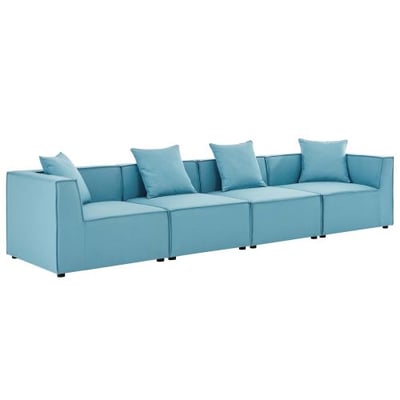 Modway EEI-4381-TUR Saybrook Patio Upholstered 4-Piece Sectional Sofa in Turquoise