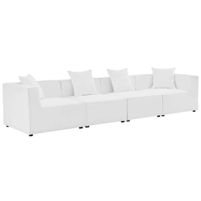 Modway EEI-4381-WHI Saybrook Patio Upholstered 4-Piece Sectional Sofa in White