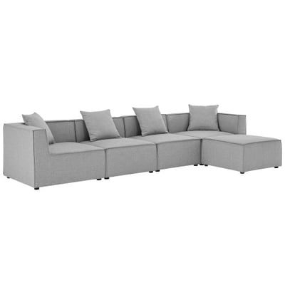Modway EEI-4382-GRY Saybrook Patio Upholstered 5-Piece Sectional Sofa in Gray