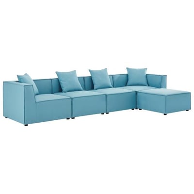 Modway EEI-4382-TUR Saybrook Patio Upholstered 5-Piece Sectional Sofa in Turquoise