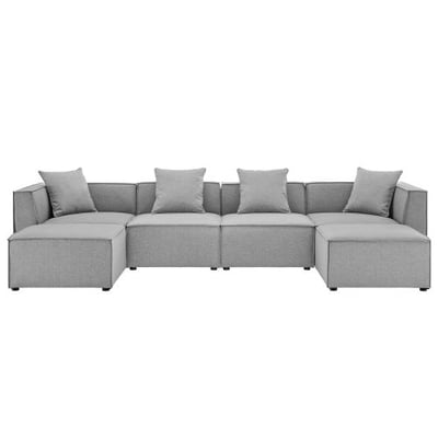 Modway EEI-4383-GRY Saybrook Patio Upholstered 6-Piece Sectional Sofa in Gray
