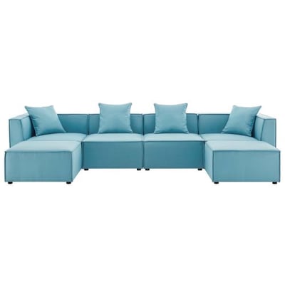 Modway EEI-4383-TUR Saybrook Patio Upholstered 6-Piece Sectional Sofa in Turquoise