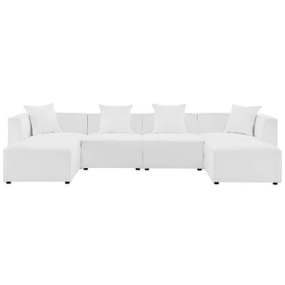 Modway EEI-4383-WHI Saybrook Patio Upholstered 6-Piece Sectional Sofa in White