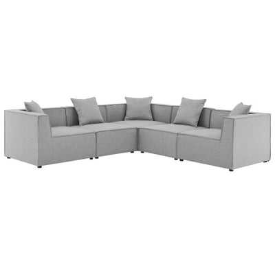 Modway EEI-4384-GRY Saybrook Patio Upholstered 5-Piece Sectional Sofa in Gray