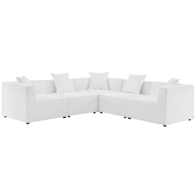 Modway EEI-4384-WHI Saybrook Patio Upholstered 5-Piece Sectional Sofa in White