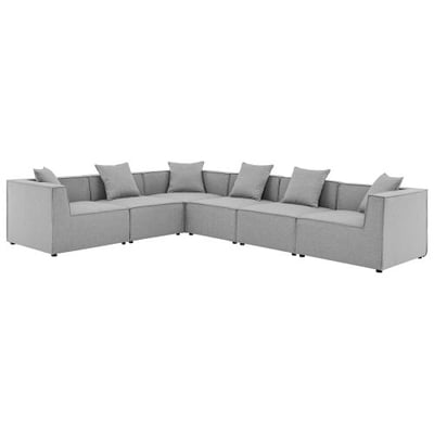 Modway EEI-4385-GRY Saybrook Patio Upholstered 6-Piece Sectional Sofa in Gray