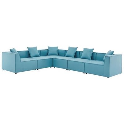 Modway EEI-4385-TUR Saybrook Patio Upholstered 6-Piece Sectional Sofa in Turquoise