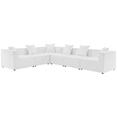Modway EEI-4385-WHI Saybrook Patio Upholstered 6-Piece Sectional Sofa in White