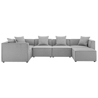 Modway EEI-4386-GRY Saybrook Patio Upholstered 6-Piece Sectional Sofa in Gray