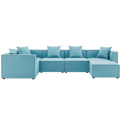 Modway EEI-4386-TUR Saybrook Patio Upholstered 6-Piece Sectional Sofa in Turquoise