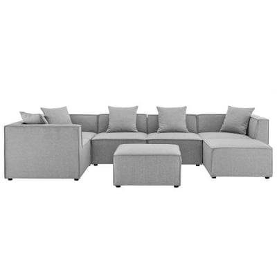 Modway EEI-4387-GRY Saybrook Patio Upholstered 7-Piece Sectional Sofa in Gray